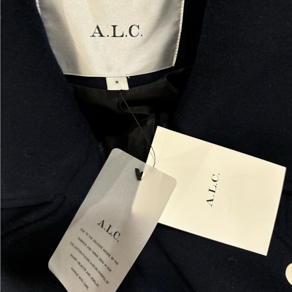 A.L.C | Oxford Jacket In Navy Blue Size 8 NEW Moto Cropped - Picture 6 of 8